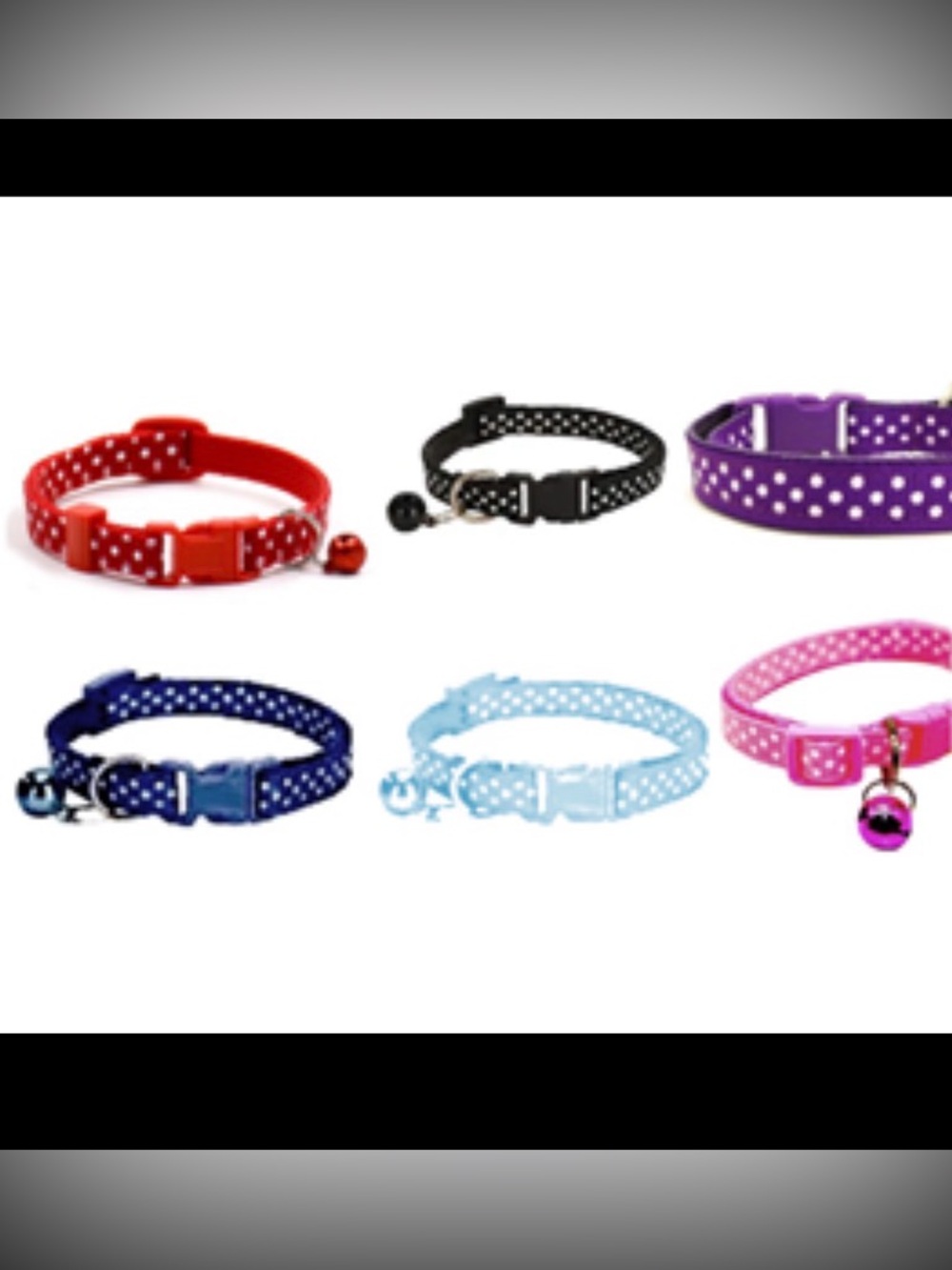 NEW Lot of 2x Polka-Dot Adjustable Pet Collars w/ Bell - Multiple Colors Avail! - Picture 2 of 10